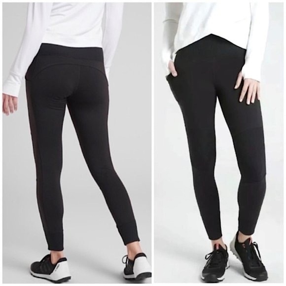 Athleta Pants - Athleta Ribbed Excursion Tights Ribbed Panel Leggings Jogger Pants Side Pockets